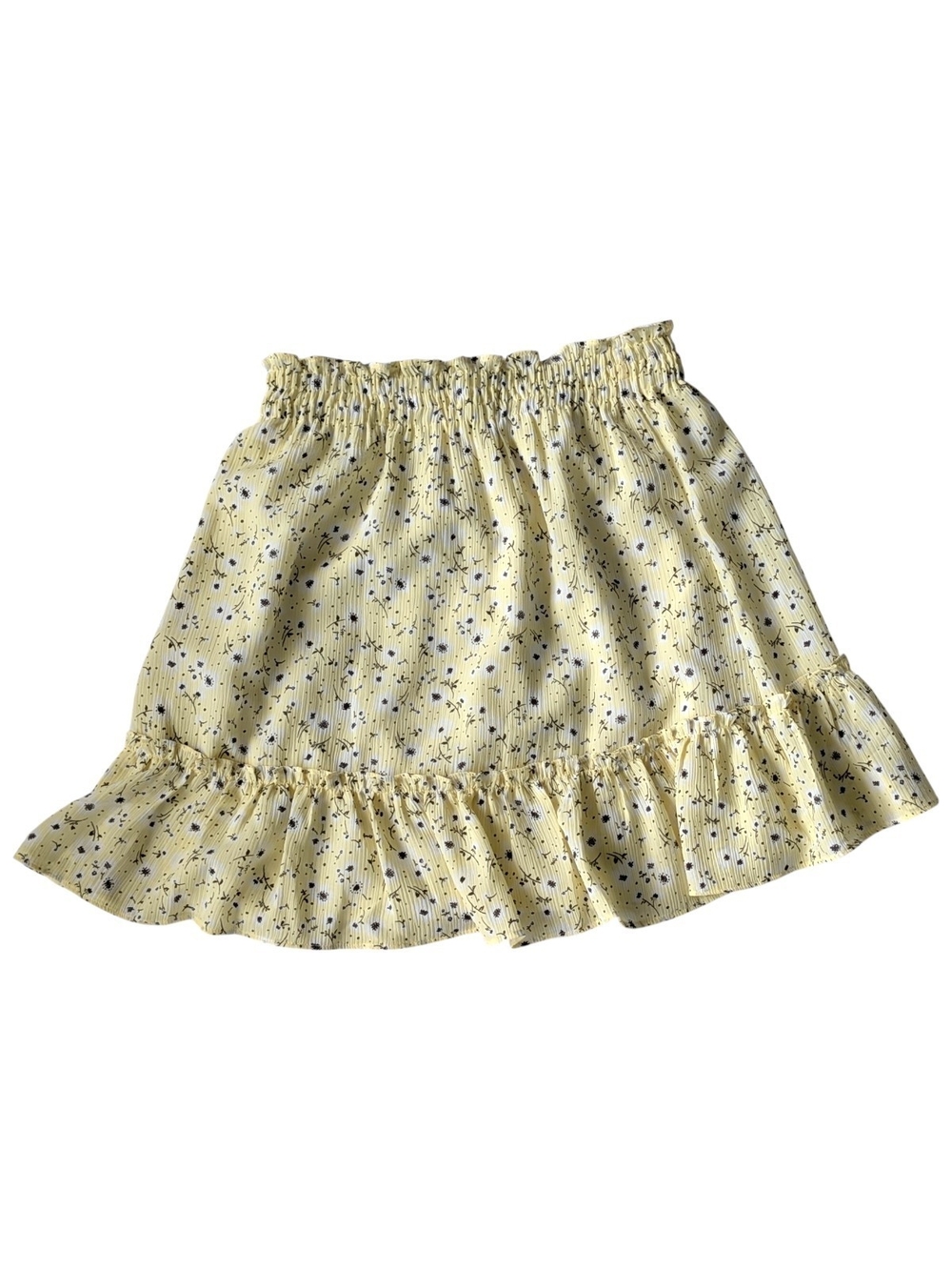 LC Lauren Conrad Butter Yellow Floral Smocked Skater Skirt Size Medium